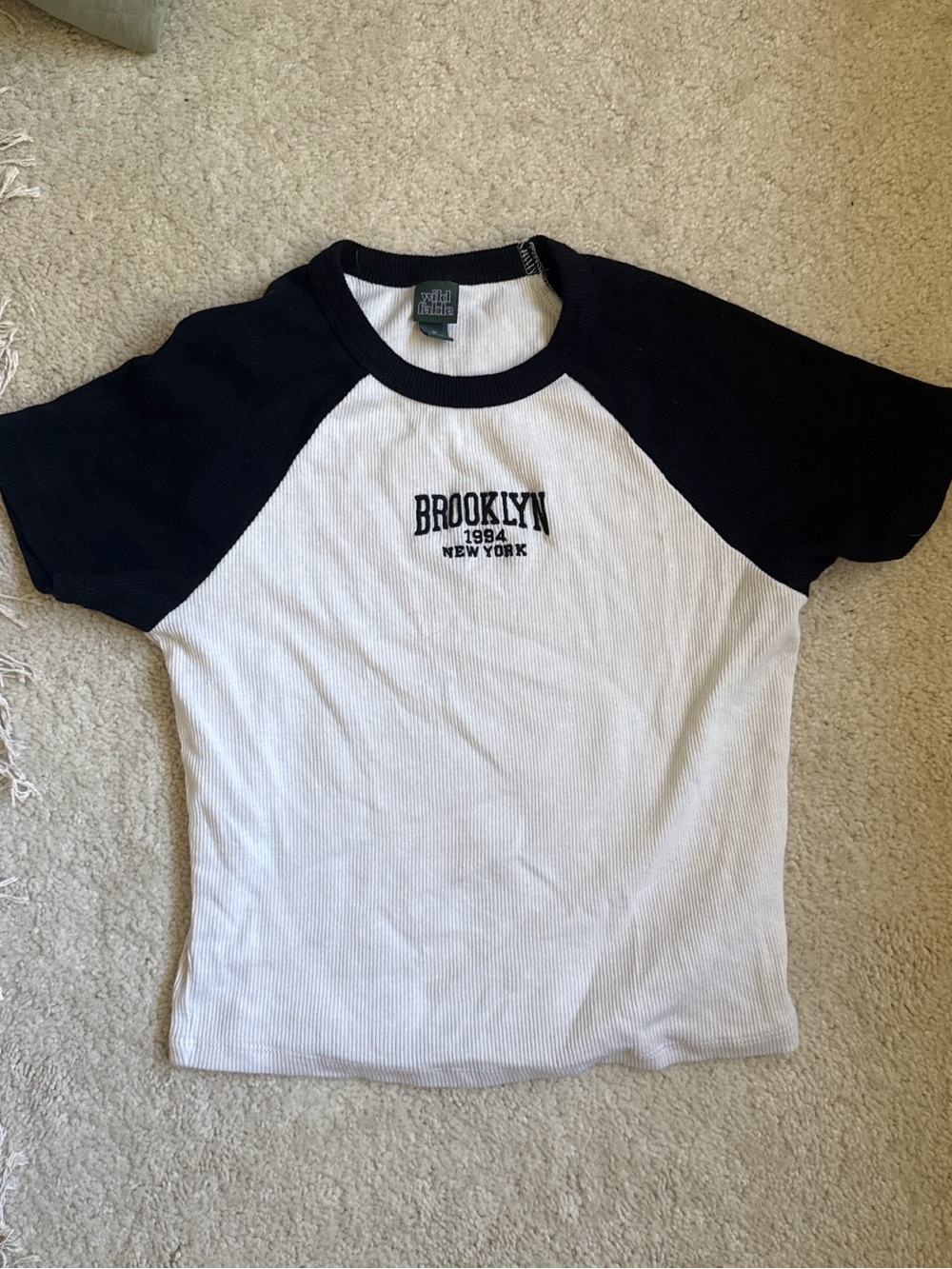 wild fable White Tee with Black Raglan Sleeves
